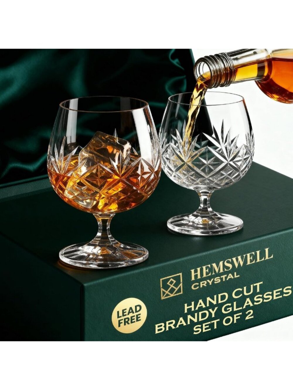 Elegant Crystal Brandy Snifter Glasses Set of 2 - Perfect for Cognac, Scotch